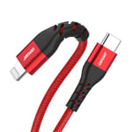 USB C to Lightning Cable,JianHan [Apple MFi Certified] 6.6ft/2m Nylon Braided Apple Type C Fast Charging Cable for iPhone 11 Pro Max,Xs,Xs Max,XR,X,8,8 Plus,7,7 Plus,6S,6S Plus,iPad,iPod (Red)