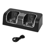 Laddstation Dual Charger Dock för Wii-fjärrkontroll Spelhandtagskontroll med LED-indikator Laddningssladd Black