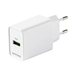 Essentials USB wall Charger 18 W Fast charging, 1x USB-A, white