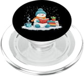 Bonhomme de neige mignon et confortable livre de lecture Winter Lovers Christmas Snowman PopSockets PopGrip pour MagSafe