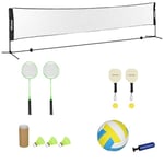 SPORTNOW Ensemble Set Complet de Badminton, Pickleball et Volleyball, 3 en 1, Jeux Sport extérieur avec Filet Hauteur réglable 107-155 cm