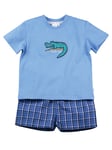 Mini Vanilla Boys' Crocodile Summer Shortie Cotton Pyjamas - Blue - Size 9-10Y