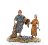 Moranduzzo Pêcheurs pour Crèche de 10 Cm Échelle 1:20 - Figurines de Crèche Indestructibles - Style Arabe, Peinture Finition à la Main, Produit Officiel, Fabriqué en Italie, Sculpteur M. Landi