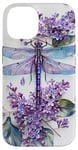 iPhone 14 Dragonfly Surrounded by Lilac Flowers and Leaves Case