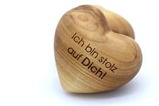 Thankgoods Sag's mit Herz Handschmeichler en Bois Gravé - Magnifique Cœur en Bois de Fruit Unique