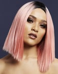 Kylie Deluxe Wig - Kan Styles! - Ljusrosa Peruk med Lång Bob-Frisyr