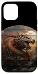 Coque pour iPhone 13 Montagnes de dragon doré au coucher du soleil rétro, fleurs de cerisier