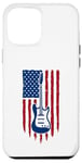 Coque pour iPhone 12 Pro Max Drapeau américain guitare électrique drapeau américain pour guitariste drapeau USA