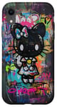 Coque pour iPhone XR Graffiti gothique noir Kitty Hello Halloween Print