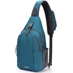 G4Free Sac à dos à bandoulière antivol avec trou pour écouteurs pour l'extérieur, le cyclisme, les voyages, la randonnée, pour homme et femme, bleu marine, 6L, Sacs à bandoulière