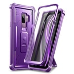 Dexnor for Samsung Galaxy S9 Plus Case Built-in Screen Protector and Kickstand 360 Full Body Heavy Duty Military Grade Protection Shockproof Protective Cover for Samsung Galaxy S9+ - Purple