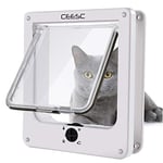 CEESC Chatière pour Chat, Chatière Imperméabiliser avec verrou Rotatif à 4 Voies pour Chat, Petit Chien, Facile à Installer et à Utiliser, Version améliorée