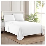 Sweet Home Collection Parure de lit de Luxe en Microfibre avec Drap Plat, Drap-Housse, 2 taies d'oreiller, Blanc, lit Double