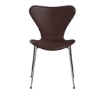 Fritz Hansen - 3107 Sjuan - Helklädd, Läder, Embrace Chocolate - Matstolar - designer_arne_jacobsen - Brun - Läder/Metall/Trä