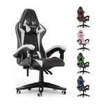 Bigzzia - Fauteuil de bureau Chaise Gamer Chaises de bureau à haut dossier avec coussin et dossier inclinable Noir et Blanc