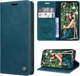 Coque Pour Iphone 12 Mini Cuir Etui Pour Iphone 12 Mini Housse Premium Pu Portefeuille [Magnetique] [Porte Cartes] [Stand Fonction] Coque Rabat Pour Iphone 12 Mini (5.4'') - Bleu-Vert