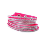 Glittrande Mocka Wrap Armband/Halsband & Silver Glitter - Cerise Cerise