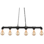 Lustre suspension design industriel métal noir 6 spots E27 compatible LED