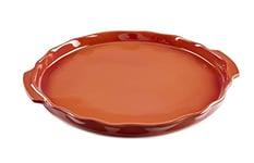 ESPRIT DE CUISINE - Plat À Four Rond En Céramique - Poignées ergonomiques - Émail Résistant Aux Rayures - Facile À Nettoyer - Made In France - 1,8L - 38,6x36x3cm Extérieur - Brique