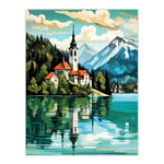 Lake Bled Vibrant Artwork Slovenia Island With 17th Century Church Reflecting On Turquoise Waters Unframed Wall Art Print Poster Home Decor Premium