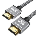 VICRATION Câble HDMI 2.1 tressé ultra haut débit 48 gps VRR/ALLM/QFT 8K @ 60 Hz, 4K @ 120 Hz, câble HDMI HDR dynamique vers HDMI avec Dolby Atmos, PS5/4, Xbox Series X, ordinateur portable vers