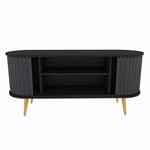 Dmora - Meuble TV Aludra, Buffet de Salon, Armoire Basse pour TV, Base Murale de Rangement, 140x43h64 cm, Noir et Anthracite