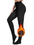 Gyabnw Collant Femme Polaire Legging Hiver Collants Thermique Doublé Polaire Chaud Effet Transparent