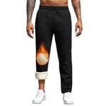 Pantalon Polaire Homme Jogging Hiver Chaud Thermique Coton Sport Pantalons Ample Large Grande Taille Bas de Survêtement Homme XL Jambe Droite Noir