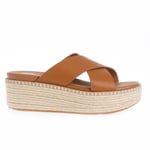 Fitflop Womenss Fit Flop Eloise Espadrille Wedge Cross Slide Sandals in Tan material_Leather - Size UK 5