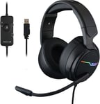 Korp Thallium Casque Gaming Usb Son 7.1 Digital Surround - Micro Casque Gamer Audio Haute Qualité - Microphone À Réduction De Bruits - Led Rgb - Compatible Pc Ps4 Ps5 (Noir)