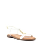 Dune London Womens Ladies Chain Croc-Effect Flat Sandals Lotty - White Leather (archived) - Size UK 8