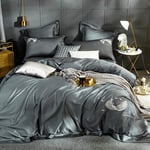 N\C Bedding Set Duvet Covers Full Queen Size Comforter Set Duvet Cover Sets 100% Cotton Double Duvet Covers Set Grey Double Bed White Embroidery Duvet Covers Twin Double King Size Quilt Cover