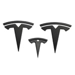 3x Matt Svart T-Logotyp Huv Bagage Styrhuvud Emblem för Tesla Model Y