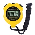 MOSTRUST Digital Simple Stopwatch, Single Lap/Split Basic Stopwatch, No Clock No Alarm No Bells, On Off with Lanyard for Swimming Running Sports Training Coaches (Yellow)