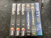 1x Scotch E180 & 2x E60 VHS Tapes & TDK & Memorex - 5x Sealed Tapes / Cassette