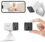 Camera Surveillance WiFi Interieur sans Fil - 1080P Camera de Surveillance sur Batteries AI/PIR Détection Mouvement, Vision Nocturne, Audio Bidirectionnel, Sirène, Carte/Cloud, Alexa, IP65.[G46]