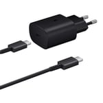 Chargeur Secteur Rapide 25W avec Cable de charge USB-C Type C pour Samsung Galaxy Tab S7 Plus 5G 12.4"- Noir- Visiodirect