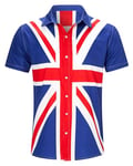 RAISEVERN Mens Shirts UK Flag Bad Taste Ugly Stag Union Jack 3D Printed Funny Jubilee Funky Loud Rave Awful Crazy Hawaiian Loud Shirt Gifts, M