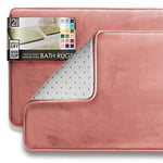 Clara Clark Lot de 2 Tapis de Bain en Mousse à mémoire de Forme Ultra Doux, antidérapants et absorbants, Taille S/L, Rose Brumeux