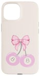 Coque pour iPhone 15 Coquette 8 boules rose cerise