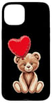 Coque pour iPhone 15 Plus Ours en peluche coeur amour joyeux Saint-Valentin