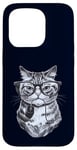 Coque pour iPhone 15 Pro Chat ringard tenant une souris d'ordinateur mignon chaton geek