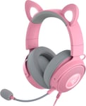 Kraken Kitty Edition V2 Pro-Casque Gaming Filaire Rgb Avec Oreilles Interchangeables(Oreilles Interchangeables,Eclairage Reactif Au Streaming,Haut-Parleurs Titanium De 50Mm)Rose Quartz