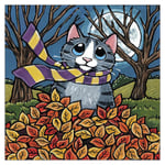 Autumn Leaves Funny Cat Greeting Card by Lisa Marie Robinson Humorous Greetings