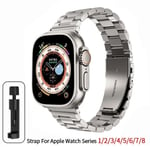 Armband i rostfritt stål för Apple Watch Band 45 mm Ultra 49 mm 41 mm 40 mm 44 mm watch Metallarmband för Iwatch Series 9 8 7 6 5 Titanium Color