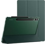 Coque Pour Samsung Galaxy Tab S10 Plus/Tab S9 Plus 12,4 Pouces, Tablette Housse Étui De Protection En Dos Translucide À Support, Soutien Chargement Du S Pen (Vert Nuit)