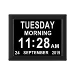 [8 Alarm Options] Extra Large Day Date Month Clock for Elderly-Digital Calendar Day Dementia Clocks for Seniors with Level 1-10 Auto Dimmable Memory Loss Clock