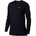 Nike Tailwind Flash Longsleeve Manches Longues pour Femme, Noir/doré métallique, L