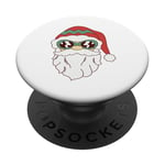 Lunettes de soleil visage de Père Noël barbe et chapeau de Noël drôle PopSockets PopGrip Adhésif