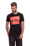 Hugo Boss Mens Red Logo Sustainable T-Shirt - Black material_cotton - Size Large